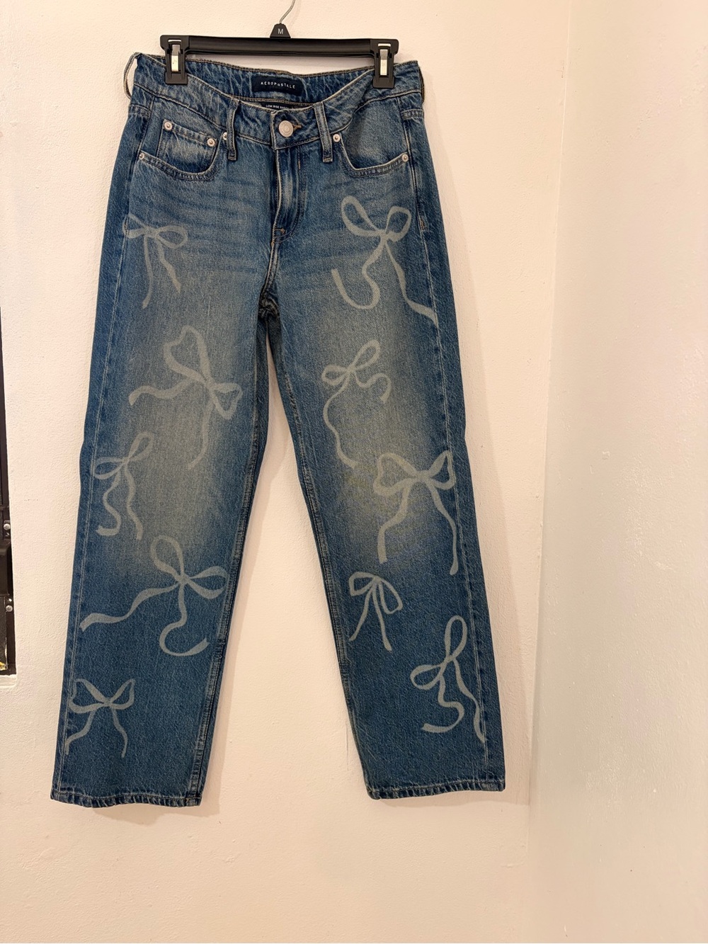 Aeropostale Blue Bow-Print Boyfriend Jeans